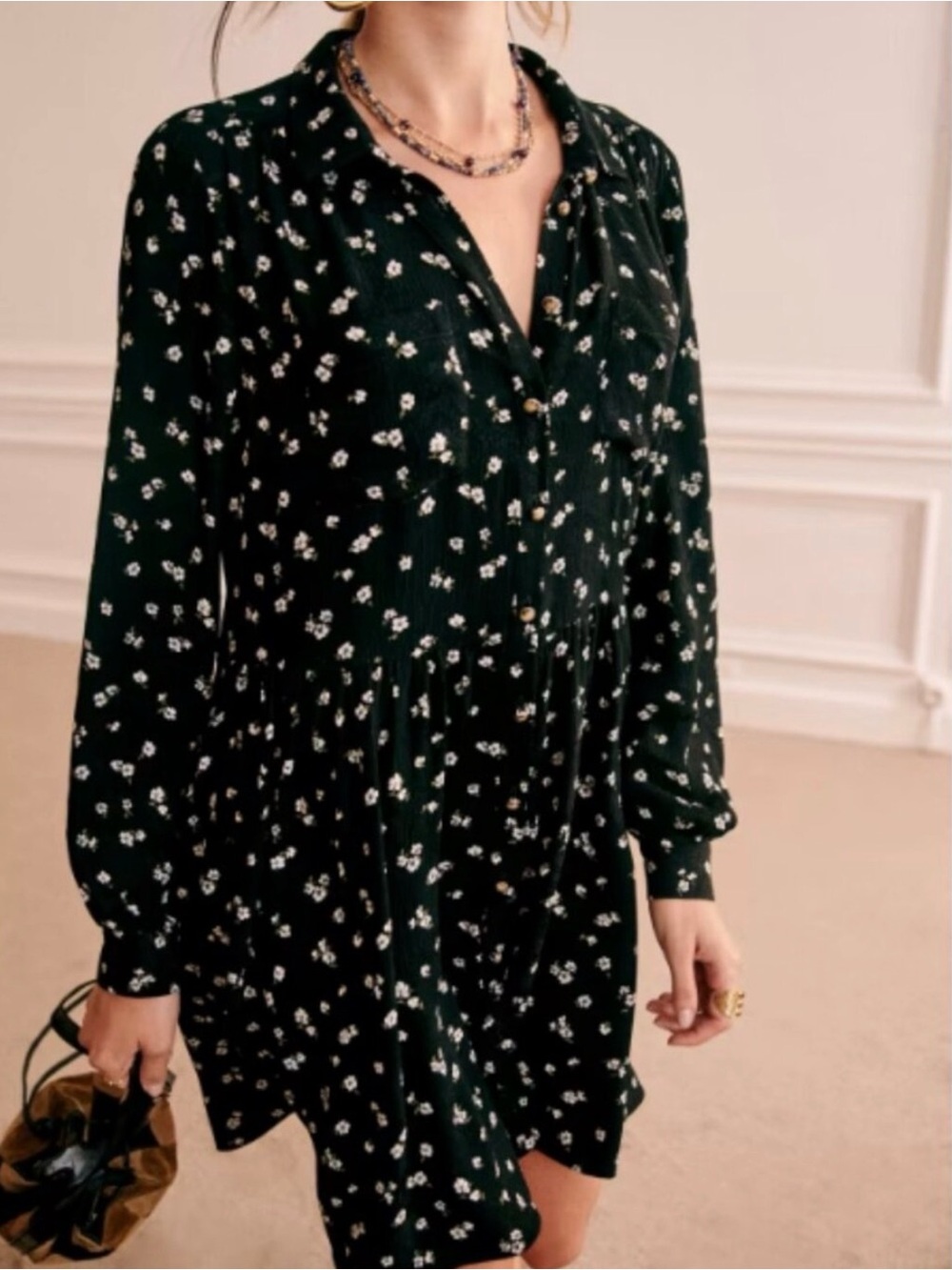Sézane sezane Robe Leana Jacquard bicolore Mini shirt dress 42/ US 10